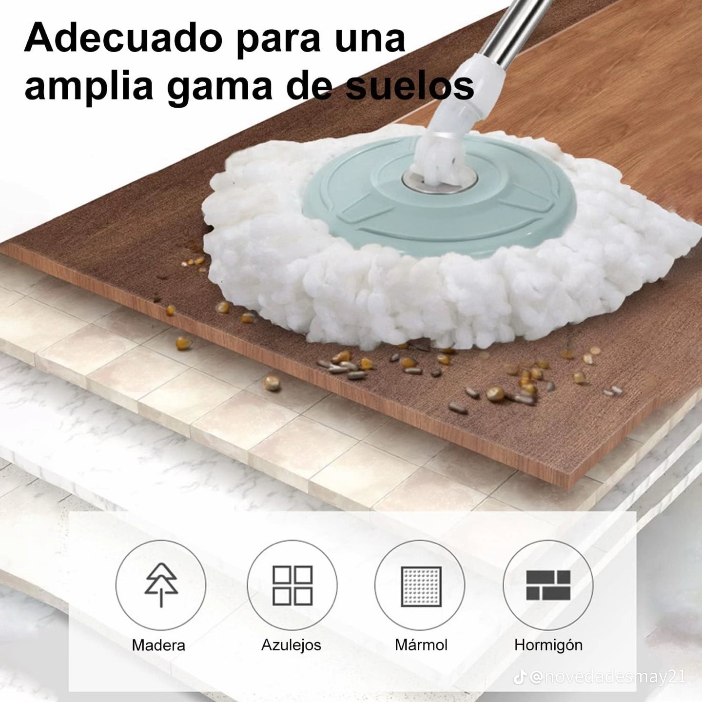 TRAPEADOR GIRATORIO PLASTICO CON BASE DE ALUMINIO (28 UND X CAJA)